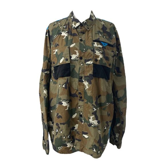 LRG Wovens Collection Mens Size Large Shirt Green Wolfland Button Down Camo - Picture 1 of 16
